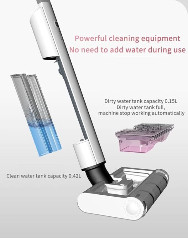 Balai à franges électrique sans fil pour nettoyage de sol humide et sec Brosse roulante autonettoyante – Image 7